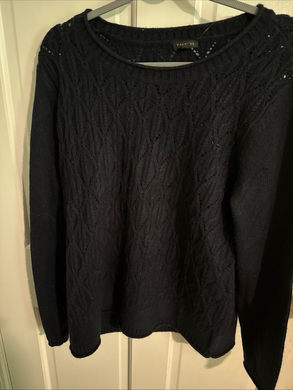 Talbots Black Cable Knit Crewneck Sweater